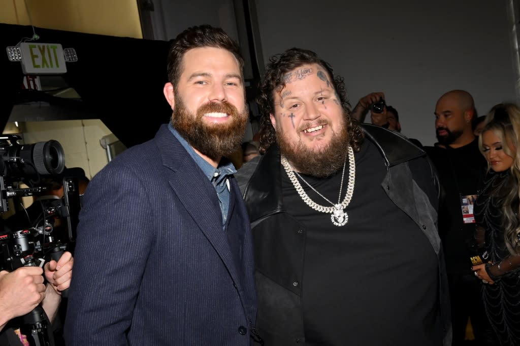 Jordan Davis and Jelly Roll at the 58th Academy of Country Music Awards from Ford Center at The Star on May 11, 2023 in Frisco, Texas.