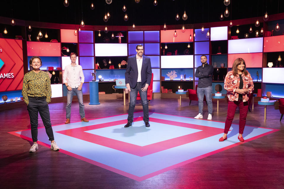 Zoe Lyons, Andrew Hunter Murray, Kae Kurd, and Kate Robbins compete on House of Games this week. (BBC/Remarkable TV/Matt Frost)