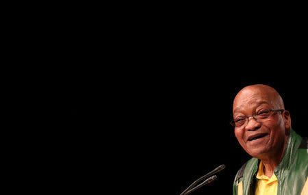 FILE PHOTO: South Africa's President Jacob Zuma gestures during the last day of the six-day meeting of the African National Congress 5th National Policy Conference at the Nasrec Expo Centre in Soweto, South Africa, July 5, 2017. REUTERS/Siphiwe Sibeko/File Photo