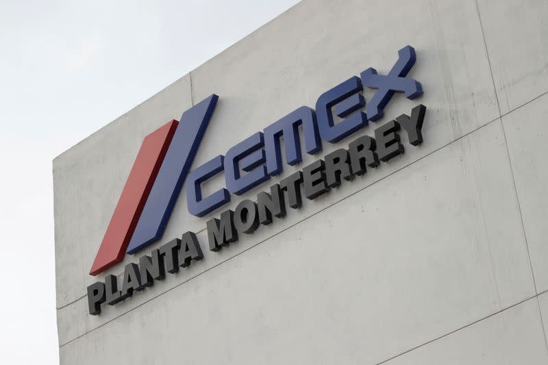 FILE PHOTO: The logo of Mexican cement maker CEMEX is pictured at it's plant in Monterrey