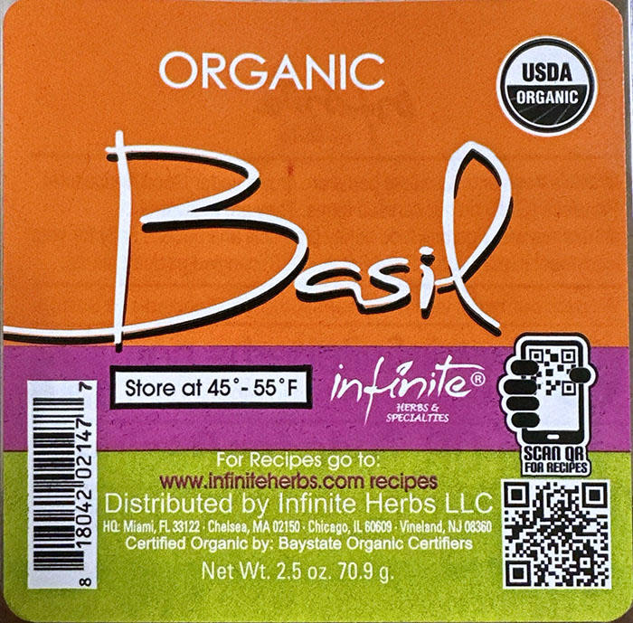 The label from the basil sold at Trader Joe's that has been linked to a multi-state outbreak of salmonella. / Credit: FDA