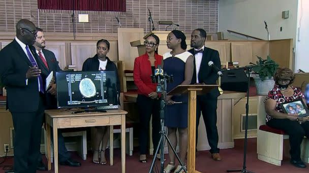 PHOTO: Attorney Ben Crump and pathologist Dr. Allecia Wilson discuss preliminary findings in independent autopsy of Brianna Grier on Aug. 8, 2022. (WSB)