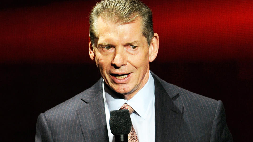 WWE Chairman and CEO Vince McMahon, pictured here speaking at a news conference in 2014.