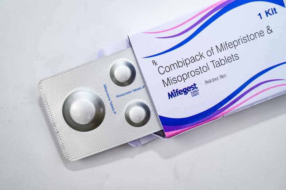 Mifepristone, also known as RU-486, is a drug typically used in combination with misoprostol to produce medical abortions and manage early miscarriages during pregnancy. A US appeals court has ruled to restrict access to the abortion drug mifepristone, banning telemedicine prescribing and mailing the drug, and the issue has sparked an uproar in the US, according to reports. There is. Also, its use was restricted to up to seven weeks of pregnancy, rather than 10 weeks.  The availability of mifepristone remains unchanged for now after the U.S. Supreme Court issued an emergency order in April that maintained the status quo pending appeals. The photo of a box of mifepristone tablets was taken at a pharmacy in Tehatta, West Bengal.  India on August 18, 2023.  (Photo credit: Soumyabrata Roy/NurPhoto, Getty Images)