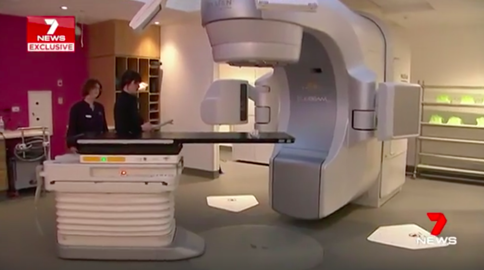 The therapy, known as SABR, works by targeting tumours with very high doses of radiation. Source: 7 News