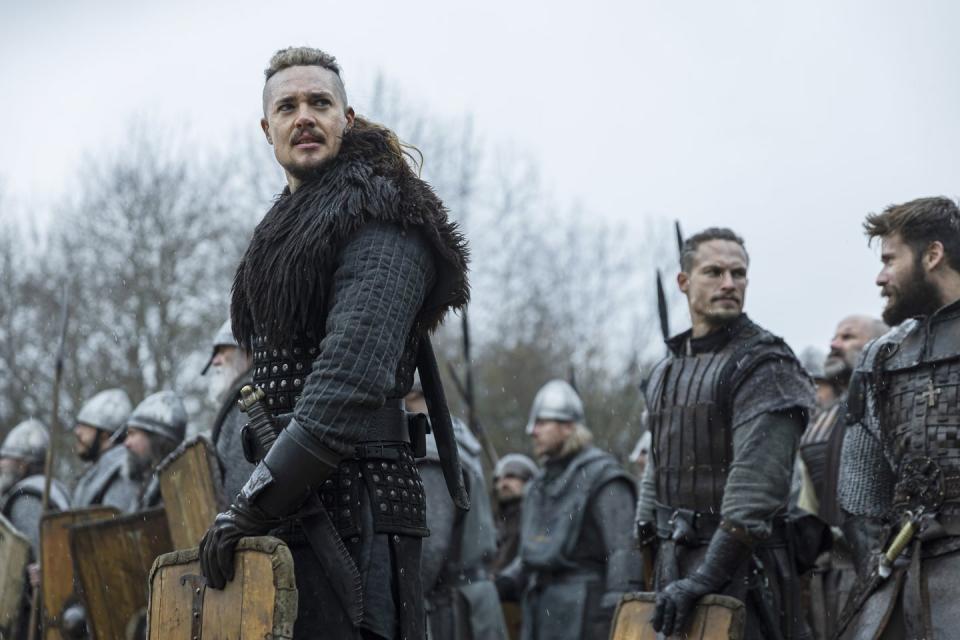 alexander dreymon, arnas fedaravicius and mark rowley, seven kings must die