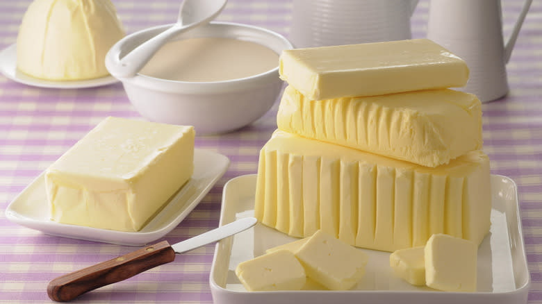 Butter with knife and tray