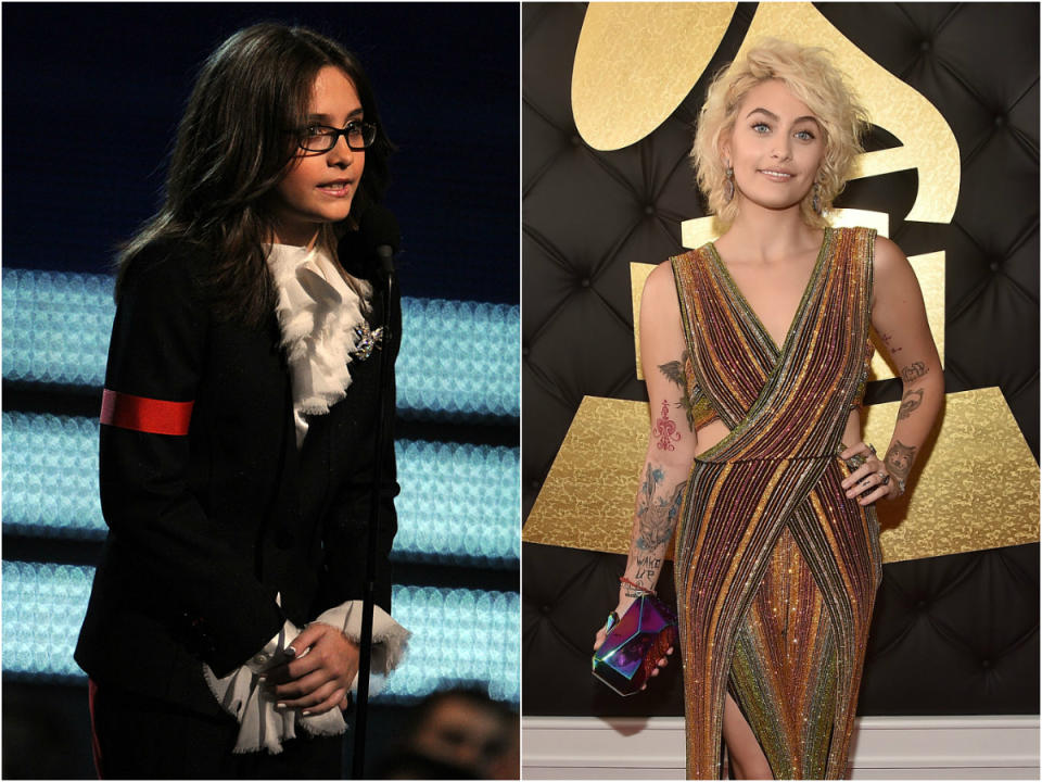 Paris Jackson at the Grammys 2010 (L) vs. Grammys 2017 (R). (Photos: Getty)