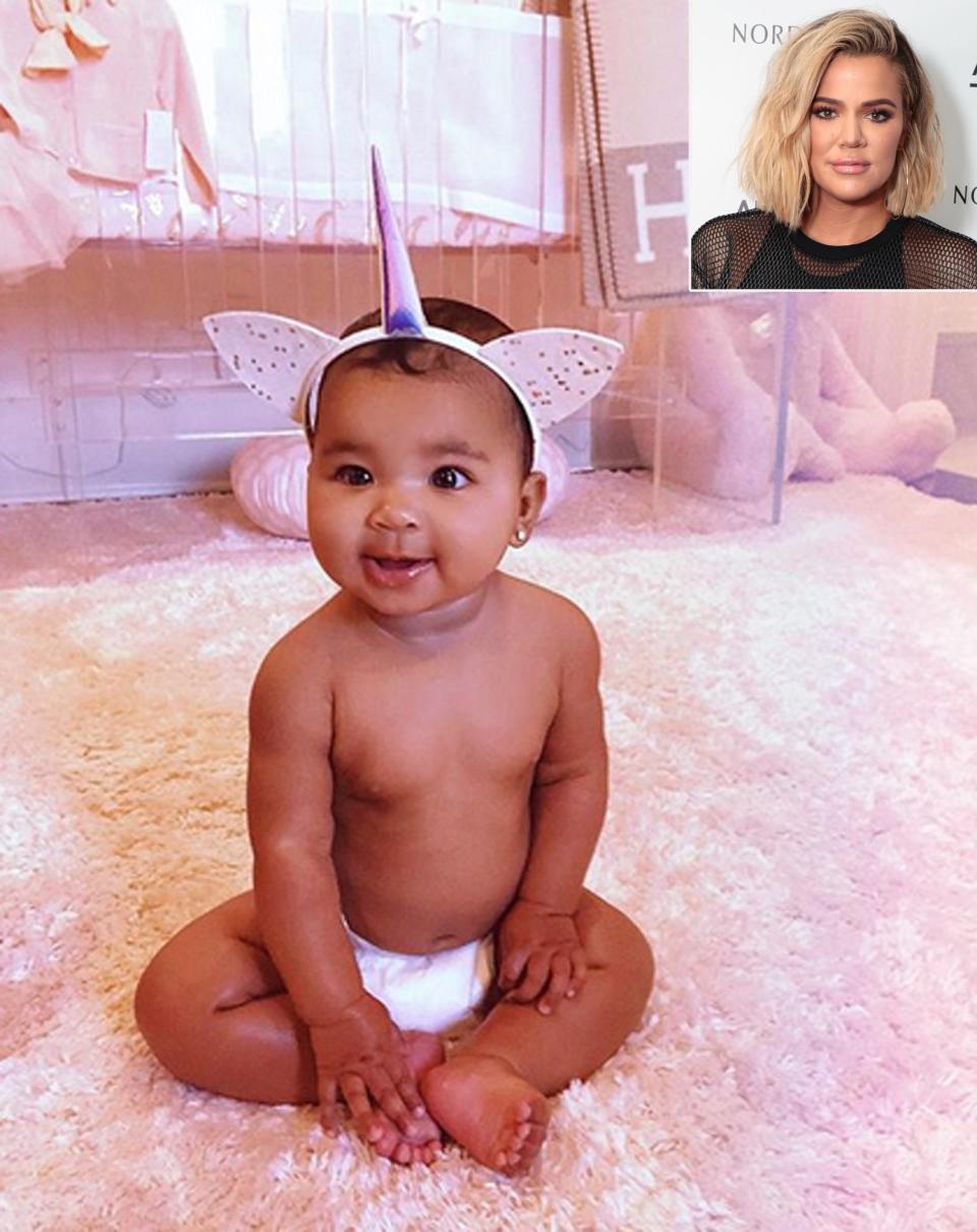 "I always knew unicorns existed 🦄," Khloé captioned her Instagram post, which shows True <a href="https://people.com/parents/true-thompson-unicorn-headband-khloe-kardashian/" rel="nofollow noopener" target="_blank" data-ylk="slk:clad in a diaper and unicorn headband;elm:context_link;itc:0;sec:content-canvas" class="link ">clad in a diaper and unicorn headband</a> on a fuzzy rug in her pink-adorned nursery.