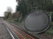 A trampoline fell on to tracks near Bickley on the Victoria/Chatham main line, as Storm Ciara hit the UK. (PA)