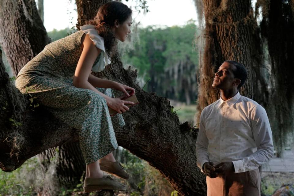 “A Jazzman’s Blues” stars Solea Pfeiffer as Leanne and Joshua Boone as Bayou. (Credit: Jace Downs / ©2022 Netflix)