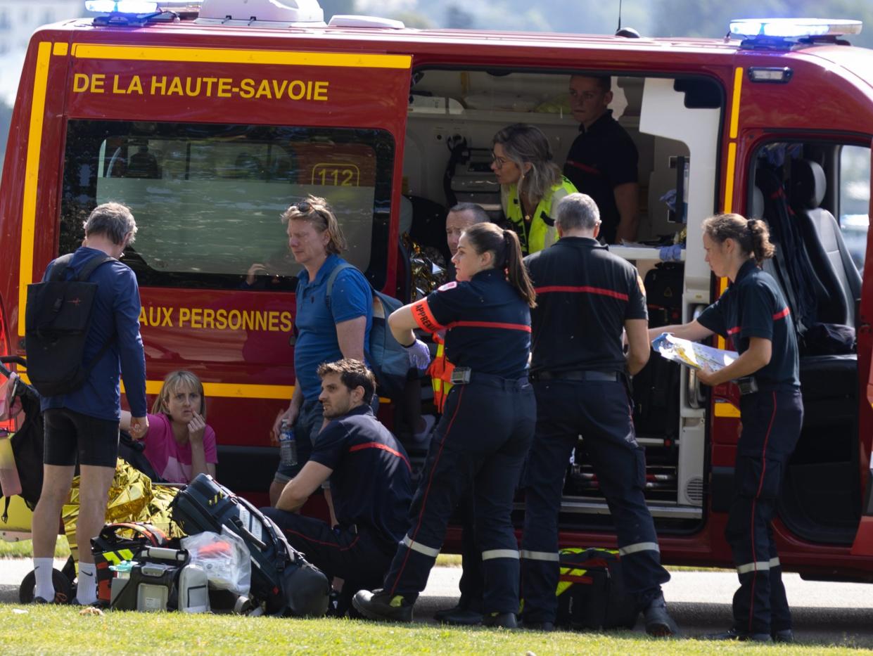 Emergency services at the scene of the stabbings (EPA)