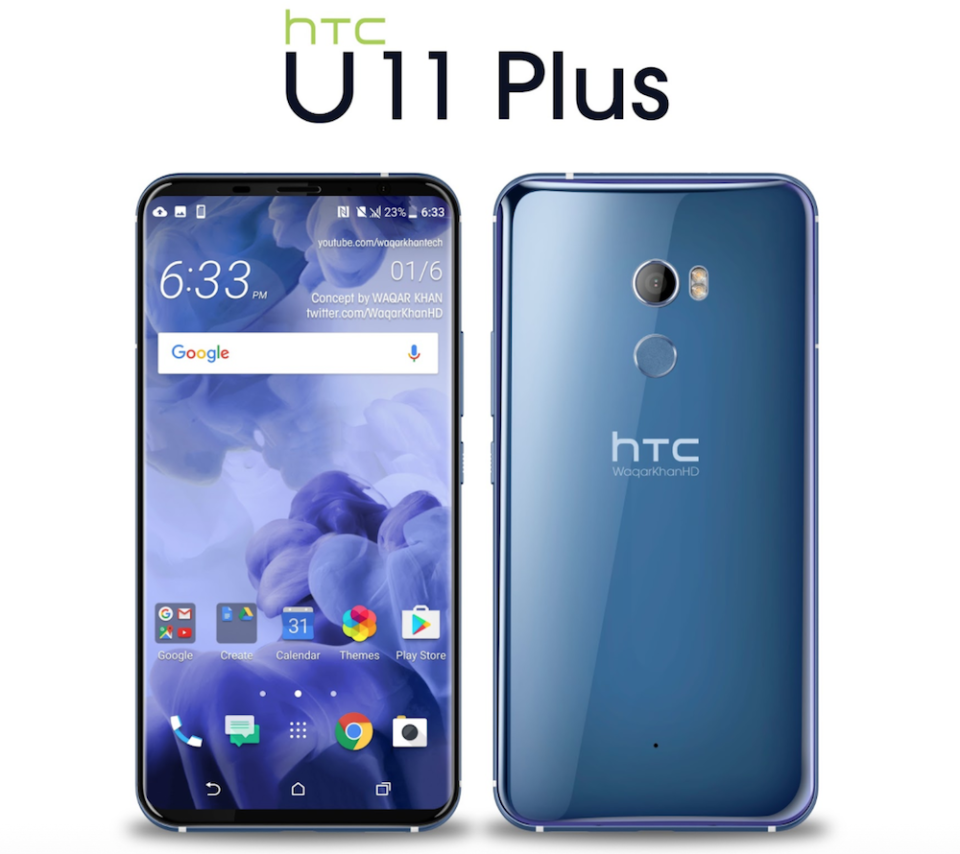 採用全螢幕設計 疑似 HTC U11 Plus 外型渲染圖曝光？