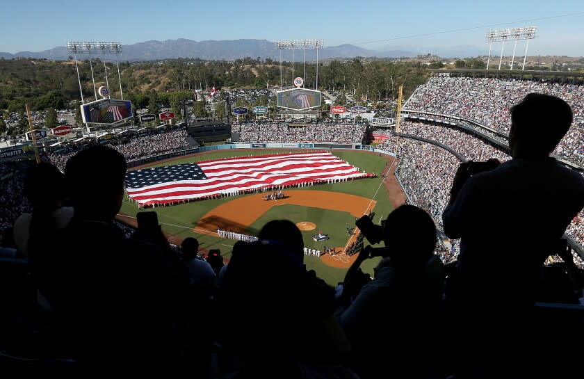 LOS ANGELES, CALIF. - JULY 19, 2022. AFans attand the Major League Baseball All-Star Game at Dodgers Stadium in Los Angeles on Tuesday, July 19, 2022. (Luis Sinco / Los Angeles Times)