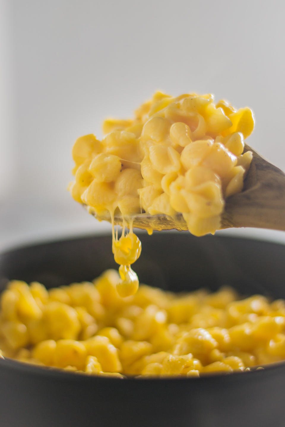 A scoop of mac 'n' cheese from a pressure cooker.