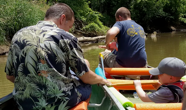 When paddling with young children, pool noodles mounted to the thwarts and gunwales can protect them from injury in case of sudden stops if the canoe were to bottom out or hit an obstacle in the water.