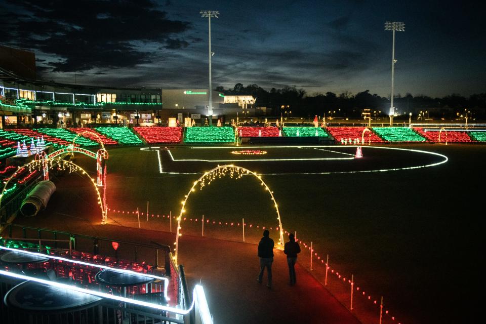 Fayetteville Holiday Lights at Segra Stadium in 2021. This year’s event takes place December 8 through 23 from 5:30 p.m. to 8:30 p.m. nightly.