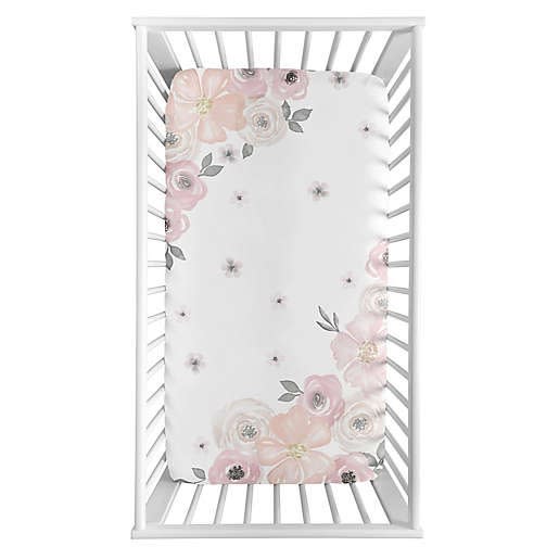 Sweet Jojo Designs Watercolor Floral Corner Floral Crib Sheet