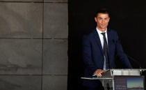 Real Madrid forward Cristiano Ronaldo attends the ceremony to rename Funchal airport as Cristiano Ronaldo Airport in Funchal, Portugal March 29, 2017. REUTERS/Rafael Marchante