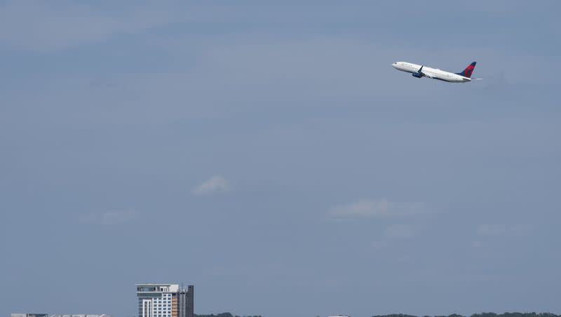 A Delta Air Lines plane takes off from Nashville International Airport Friday, July 21, 2023 in Nashville, Tenn. 