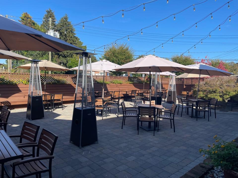 The outdoor patio at The Jolly Onion in Pine Island, NY.