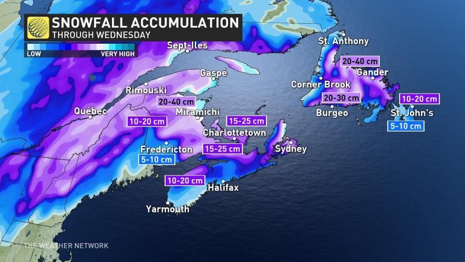 Atlantic snowfall totals