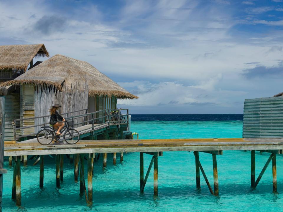 Maldives overwater villas bike