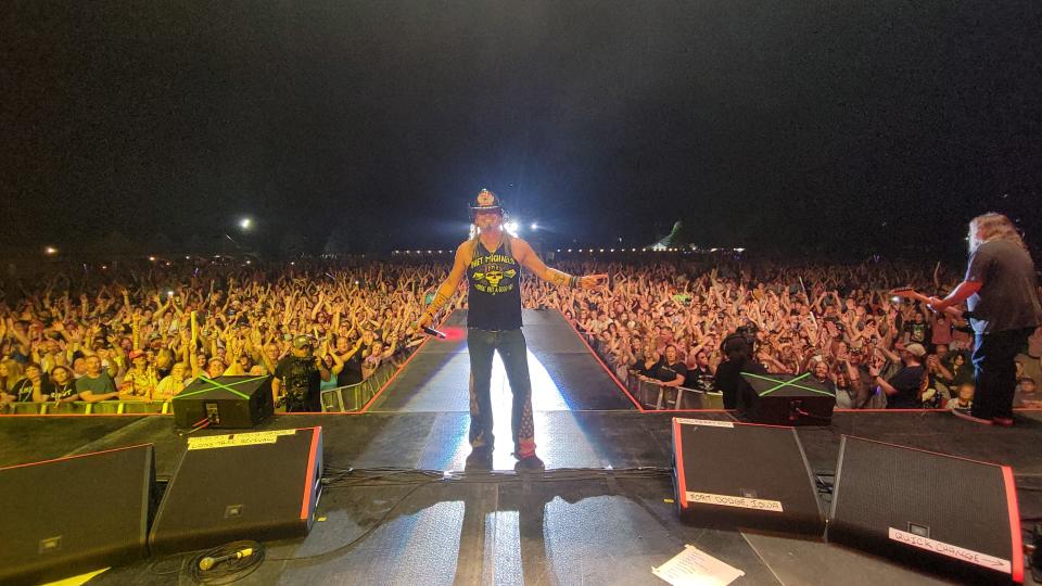 Bret Michaels brought his #PartiGras – aka his solo rock 'n' roll party concert – to Fort Dodge, Iowa, on June 11.