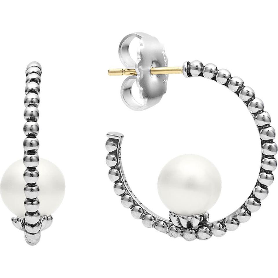 12) Luna Pearl Caviar Hoop Earrings