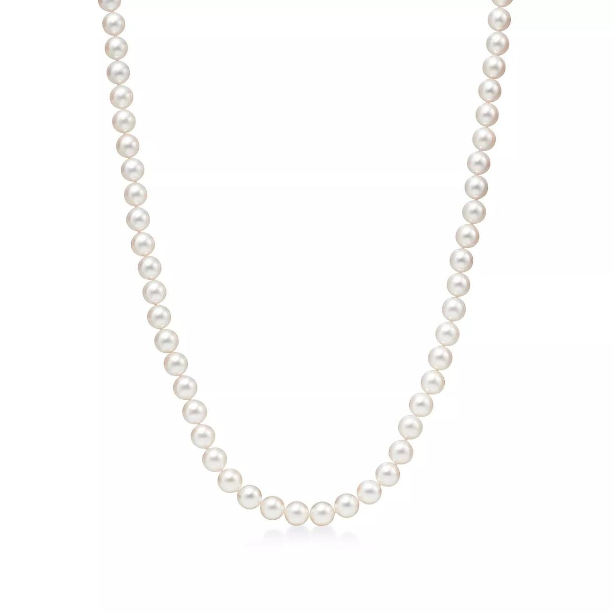 <p><a href="https://www.tiffany.com/jewelry/necklaces-pendants/tiffany-essential-pearls-necklace-GRP06651/tiffany-essential-pearls-necklace-33475543/?omcid=ppc_google_PLA_US_EN_Google_Non-Bridal_PMax_High&mkwid=%7Cpcrid%7C%7Cpkw%7C%7Cpmt%7C%7Cpdv%7Cc%7Cmtid%7C744dpc50313%7Cslid%7C%7Cproductid%7C%7Ctargetids%7C%7Cgroupid%7C%7C&gclid=CjwKCAiAp7GcBhA0EiwA9U0mtk9DkPWZMuVrD6HemGG6y90ienXRIi_V2uKOfm3ePTkbFKy06-CccBoCYA4QAvD_BwE&gclsrc=aw.ds" rel="nofollow noopener" target="_blank" data-ylk="slk:Shop Now;elm:context_link;itc:0;sec:content-canvas" class="link rapid-noclick-resp">Shop Now</a></p><p>Tiffany Essential Pearls Necklace</p><p>tiffany.com</p><p>$2600.00</p>