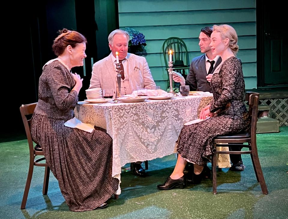 From left, Vicki Daignault, Chris Caswell, Michael Raver and Noa Friedman in a scene from the Sarasota Jewish Theatre production of “The Immigrant.”