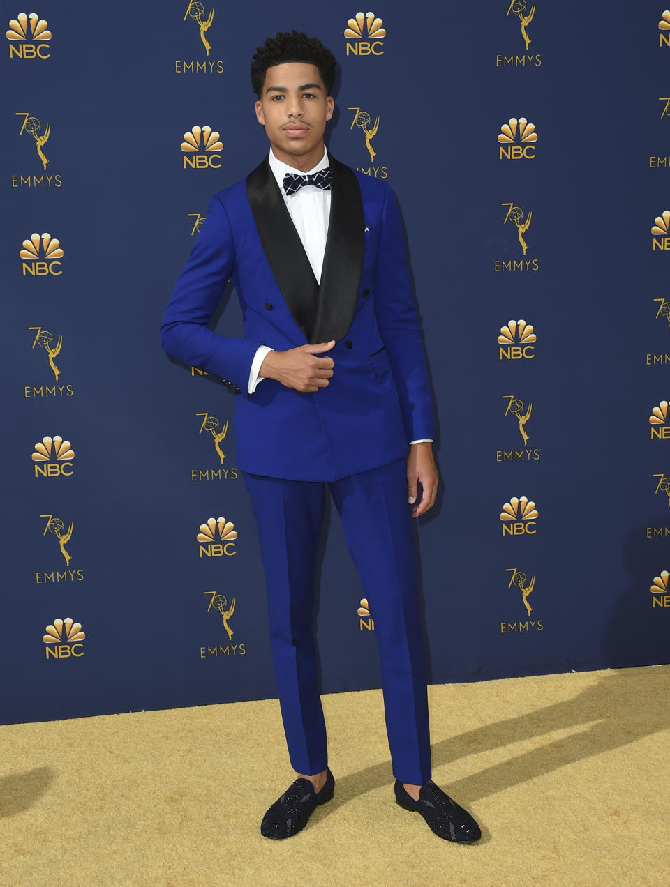 FILE - Marcus Scribner arrives at the 70th Primetime Emmy Awards on Monday, Sept. 17, 2018, at the Microsoft Theater in Los Angeles. Scribner turns 21 on Jan. 7. (Photo by Jordan Strauss/Invision/AP, File)