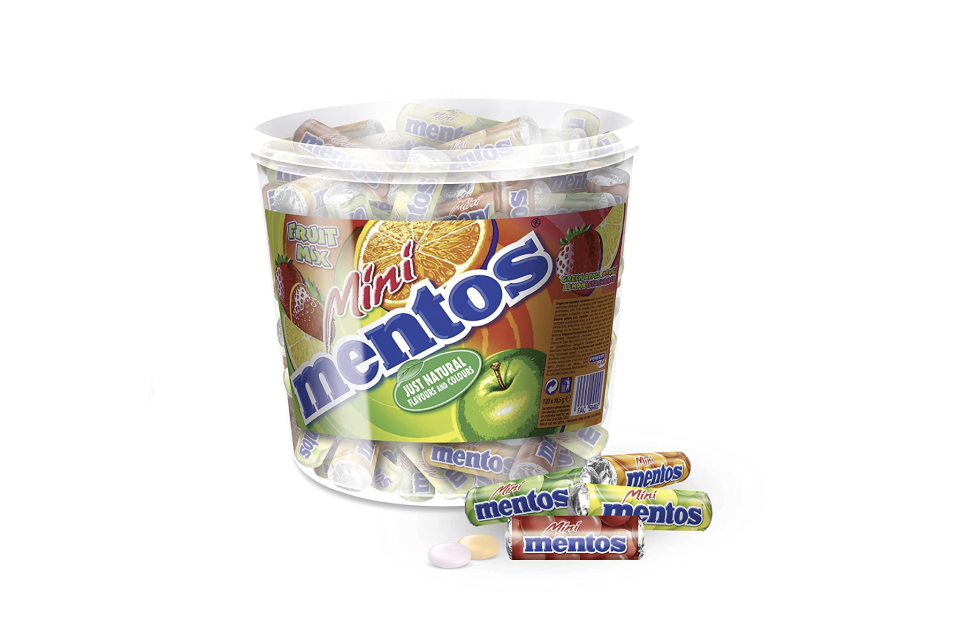 Mini Mentos Fruit Mix, Eimer mit 120 Rollen 