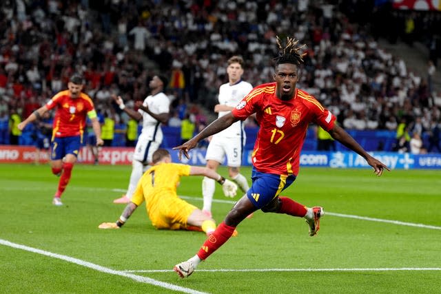 Nico Williams celebrates scoring Spain's opener 