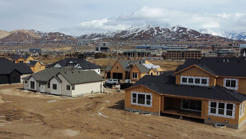 Houses under construction near Thanksgiving Point and Silicon Slopes in Lehi on March 14. New U.S. Census Bureau data shows Utah County led the state in numeric growth in 2022, though Tooele County topped it in percentage increase growth.