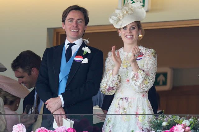 <p>Dave Shopland/Shutterstock </p> Edoardo Mapelli Mozzi and Princess Beatrice attend Royal Ascot 2023