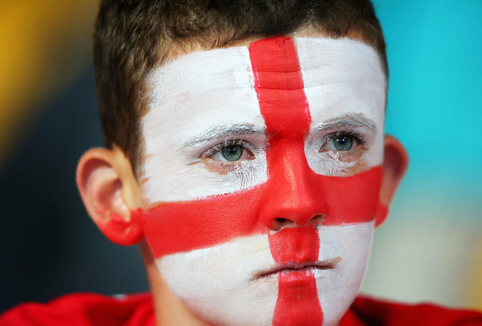 KIEV, UKRAINE - JUNE 15: A young fan enjoys the atmosphere ahead of the UEFA EURO 2012 group D match between Sweden and England at The Olympic Stadium on June 15, 2012 in Kiev, Ukraine. (Photo by Alex Livesey/Getty Images)