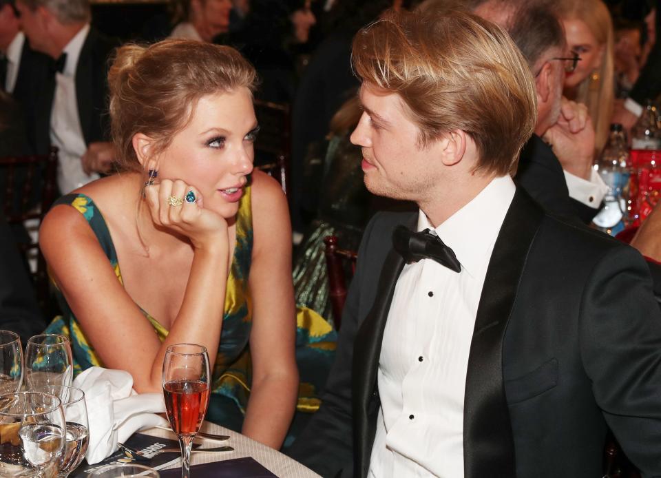 The couple reportedly <a href="https://people.com/music/taylor-swift-joe-alwyn-new-years-eve-maldives/" rel="nofollow noopener" target="_blank" data-ylk="slk:spent New Year's Eve together;elm:context_link;itc:0;sec:content-canvas" class="link ">spent New Year's Eve together</a> at a luxury water villa resort in the Maldives, according to 27-year-old British singer Matthew Crane. The performer captioned a photo of himself singing on Instagram and <a href="https://www.instagram.com/p/B7GsoYnAQkP/?utm_source=ig_embed" rel="nofollow noopener" target="_blank" data-ylk="slk:wrote;elm:context_link;itc:0;sec:content-canvas" class="link ">wrote</a>, “So I can now finally reveal who I sung to on New Year’s Eve in the Maldives, probably the most notable Pop Star at the moment, the one and only <span>@taylorswift </span>and <span>@joe.alwyn.”</span> "They were both so friendly and kind to me when I performed, they even gave me a standing ovation and complimented on my voice," he continued. "It was truly an honour and an experience that I will never forget. 🎤🎶" Days after their reported New Year’s festivities, Alwyn joined Swift at the <a href="https://people.com/awards/golden-globes-2020-14-most-talked-about-moments-of-the-night/" rel="nofollow noopener" target="_blank" data-ylk="slk:Golden Globe Awards;elm:context_link;itc:0;sec:content-canvas" class="link ">Golden Globe Awards</a>, where she was nominated for best original song for <span>“Beautiful Ghosts”</span> from the big screen adaptation of <a href="https://people.com/tag/cats/" rel="nofollow noopener" target="_blank" data-ylk="slk:Cats;elm:context_link;itc:0;sec:content-canvas" class="link "><em>Cats</em></a>, in which she also starred as Bombalurina.