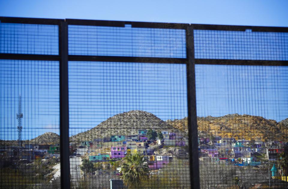 The Mexican city of Ciudad Juarez seen through border fencing in El Paso, Texas.