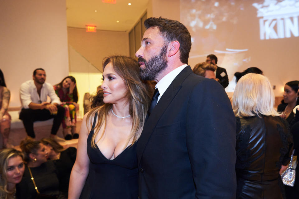 MIAMI BEACH, FLORIDA - OCTOBER 08: Jennifer Lopez and Ben Affleck attend JR Ridinger Celebration Of Life at Faena Forum on October 08, 2022 in Miami Beach, Florida. (Photo by Romain Maurice/Getty Images for Haute Living)