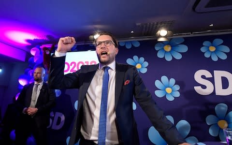Sweden Democrats party leader Jimmie Akesson - Credit: &nbsp;Anders Wiklund/TT News Agency