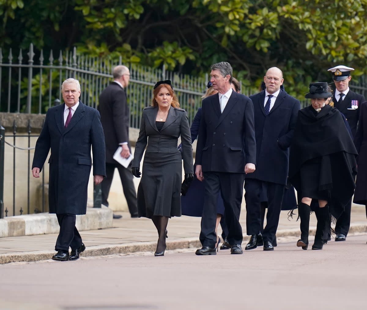 The Duke and Duchess of York arrive at a thanksgiving service for the life of King Constantine of the Hellenes at Windsor on Tuesday (Andrew Matthews/PA Wire)