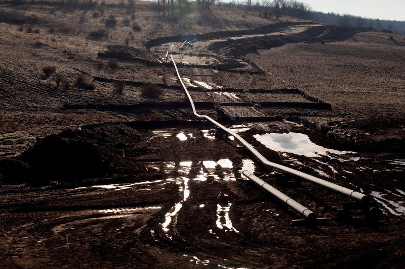 FILE PHOTO: A natural gas pipeline is seen under construction near East Smithfield in Bradford County, Pennsylvania