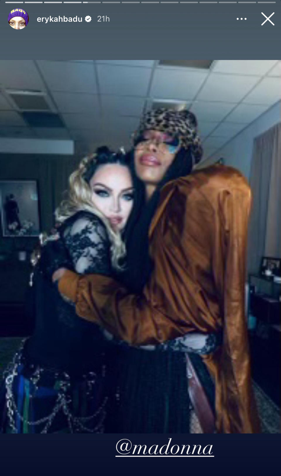 Madonna Erykah Badu backstage Celebration Tour Dallas