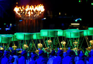 Artists perform during the Closing Ceremony on Day 16 of the London 2012 Olympic Games at Olympic Stadium on August 12, 2012 in London, England. (Photo by Scott Heavey/Getty Images)