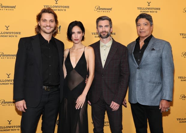 (L-R) Luke Grimes, Kelsey Asbille, Wes Bentley and Gil Birmingham<p><a href="https://www.gettyimages.com/detail/1438765315" rel="nofollow noopener" target="_blank" data-ylk="slk:Dia Dipasupil/Getty Images;elm:context_link;itc:0;sec:content-canvas" class="link ">Dia Dipasupil/Getty Images</a></p>