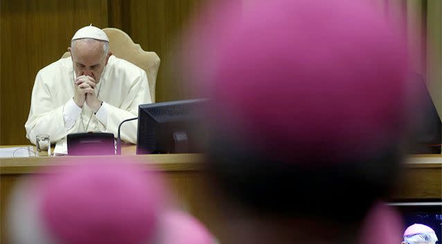 In an indication of the chasm that is apparently underway within the church leadership itself, Pope Francis decided to add six progressives from four continents to the synod leadership. Photo: AP/Gregorio Borgia