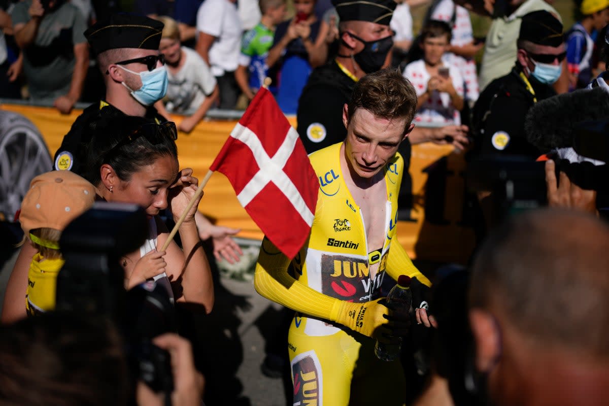 Jonas Vingegaard after sealing the Tour de France (AP)