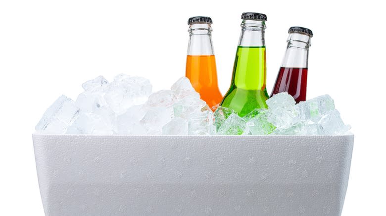 Bottles in ice box