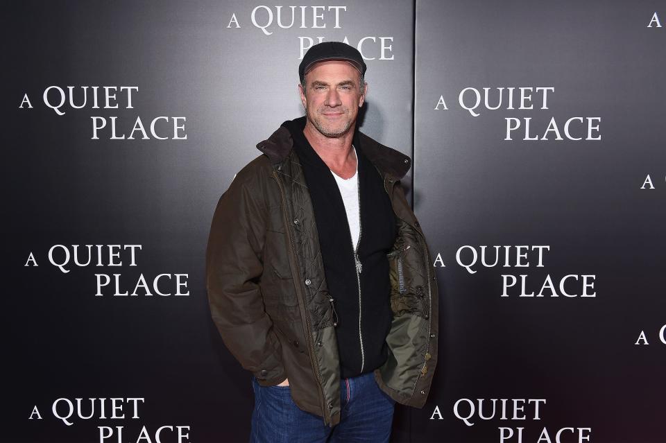 Christopher Meloni takes off all his clothes in a new ad for Peloton. Here he attends the Paramount Pictures New York Premiere of "A Quiet Place."